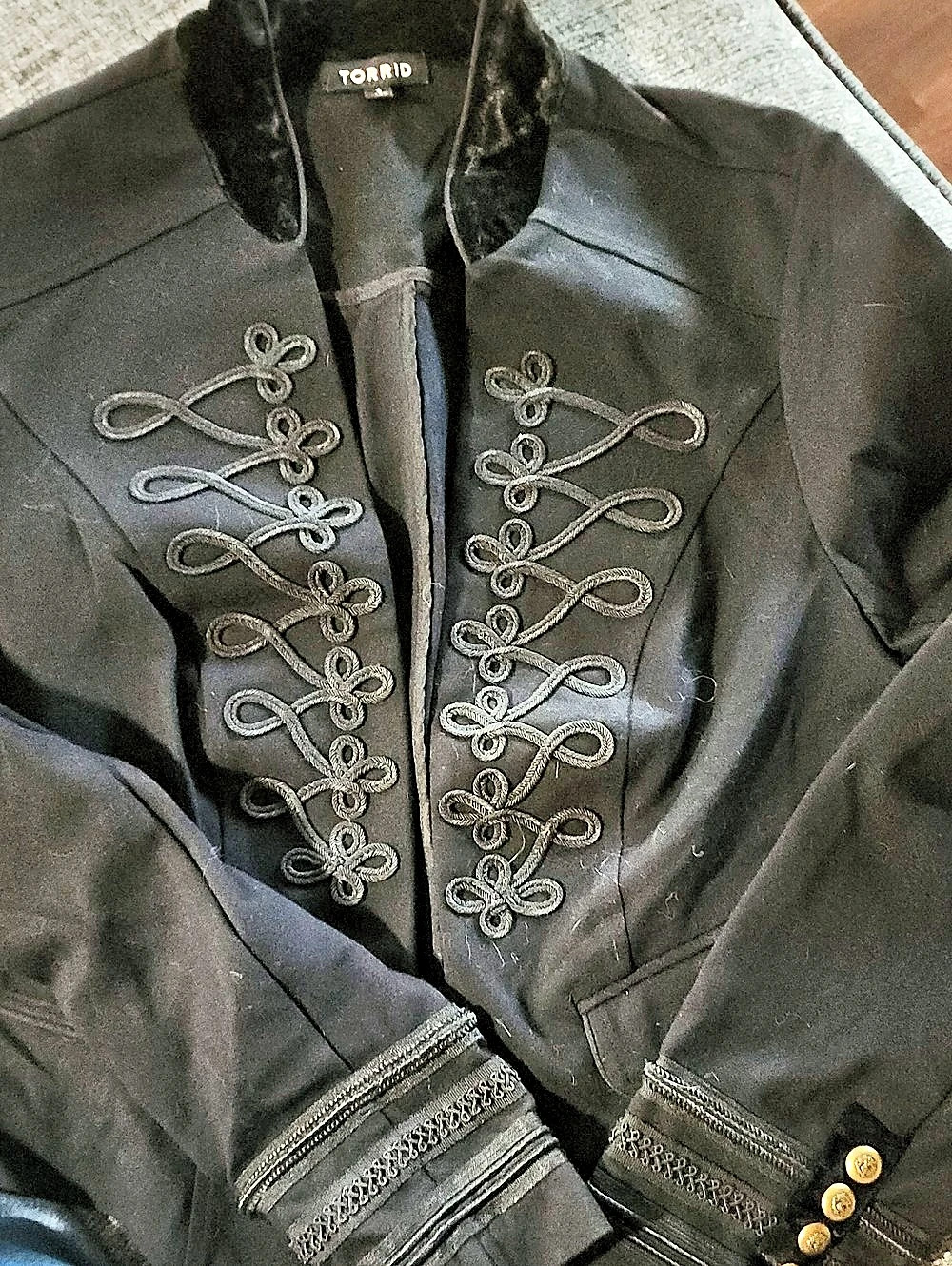 Torrid Velvet Military Jacket Black Blazer